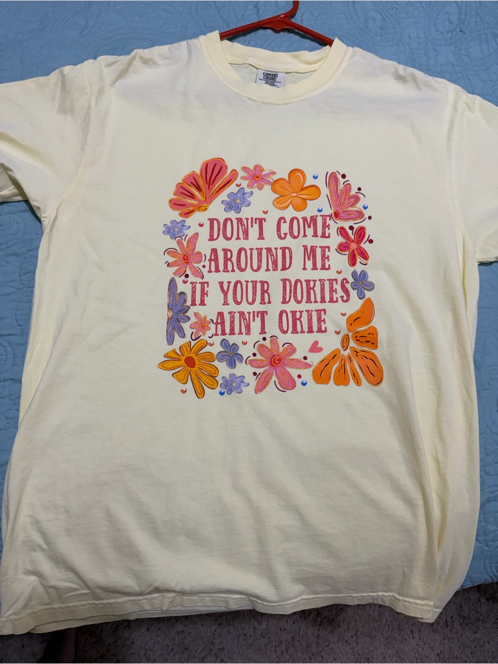 Comfort Colors Yellow ‘Okie Dokie’ shirt- size Large